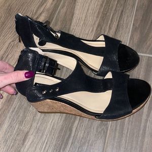 Alex Marie Black Buckle Short Wedge